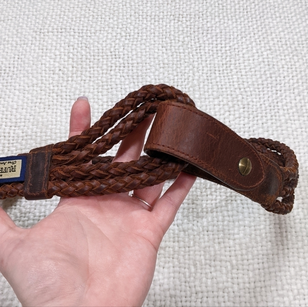 Vintage Ruff Hewn True American Western‎ Wear Brown Braided Leather Belt Size M - Picture 5 of 7